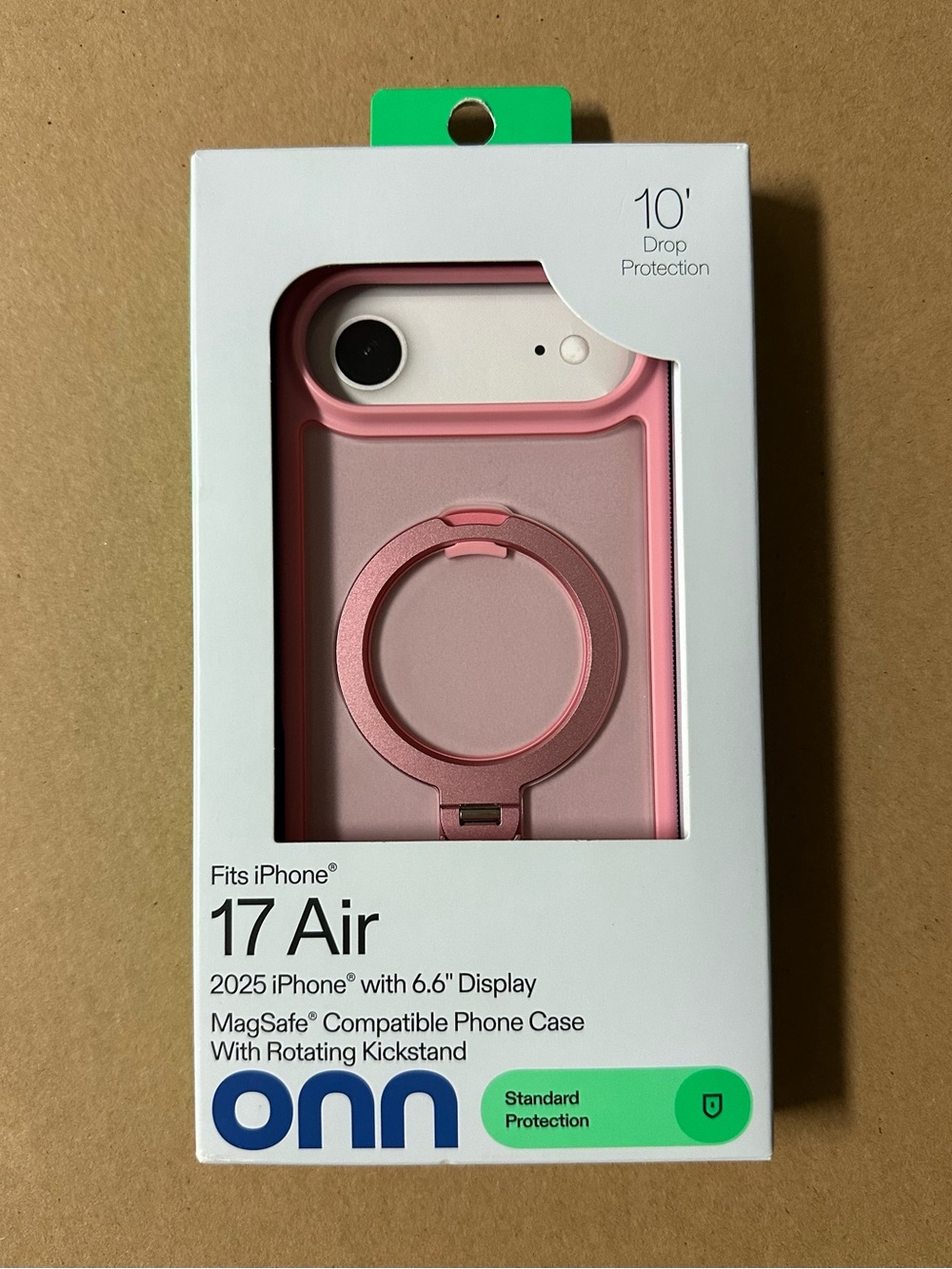 onn Pink MagSafe-Compatible iPhone 17 Air Case with Rotating Kickstand